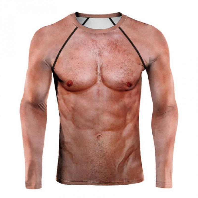 Trendy 3D Wolf Print Long Sleeve T-Shirt, Casual Men's Top