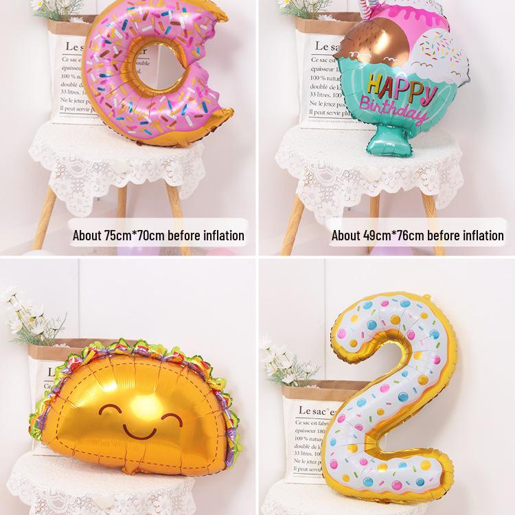 Cartoon Donut Number Balloon for 1st Birthday Party Decorations and Photo Props