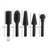 5/10Pcs Black Grey Rotary Burr Set 6mm Shank Grinding Head Drill Bits  for Woodworking Root Carving