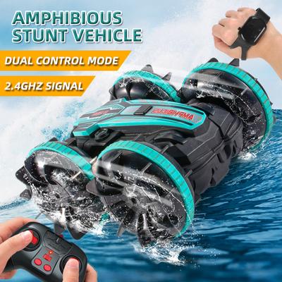 2,4G obojživelný duální režim s dálkovým ovládáním Vozidlo Tank Stunt Rc Auto Oboustranné omílání Dětské elektrické hračky pro kluky