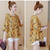 Elegant Womens Floral Print Casual Long Tops Shirt With Loose Vintage Ethnic Design And Crew Neck