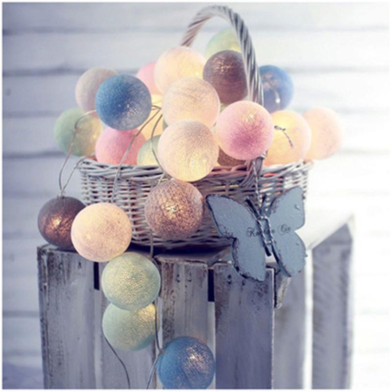 Cotton Ball Light String Macaron Color 3 Meters 20 lights-USB Type
