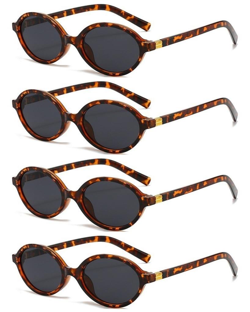 4PCS Fashion Korean Sweet Cool Spicy Girl Sunglasses for Women Men  Retro Oval Fashion Eyewear