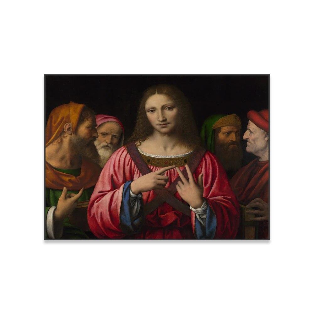 Renaissance Poster Christ Among the Doctors Oil Painting Print Bernardino Luini Canvas Painting Vintage Portrait Home Decor