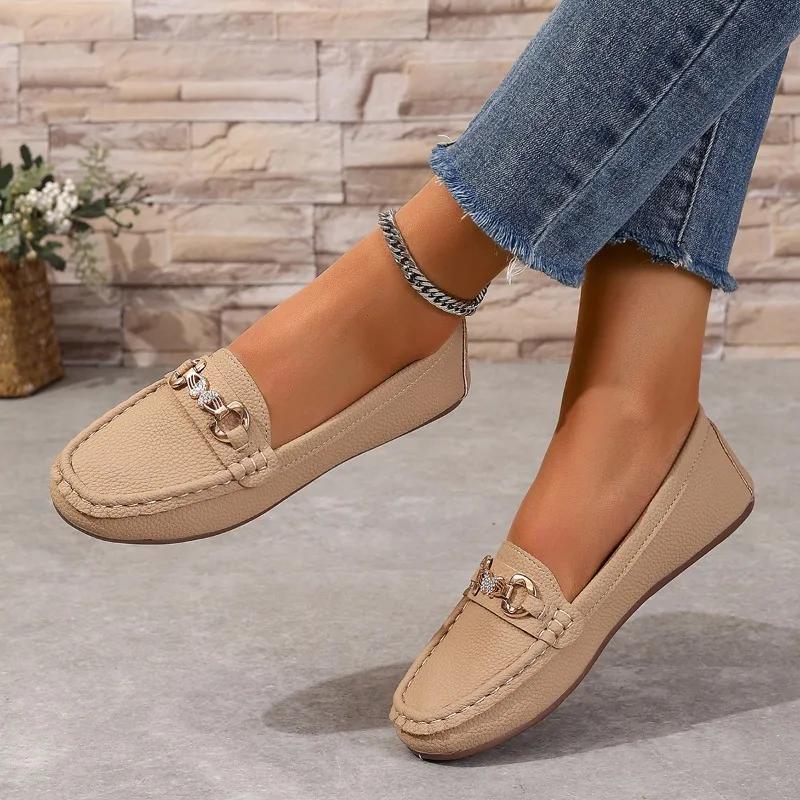 Scarpe Casual da Donna Slip-on Mary Jane Primavera Autunno Nuova Moda Punta Rotonda Tinta Unita Suola Morbida Mocassini Piatti Zapatos De Mujer