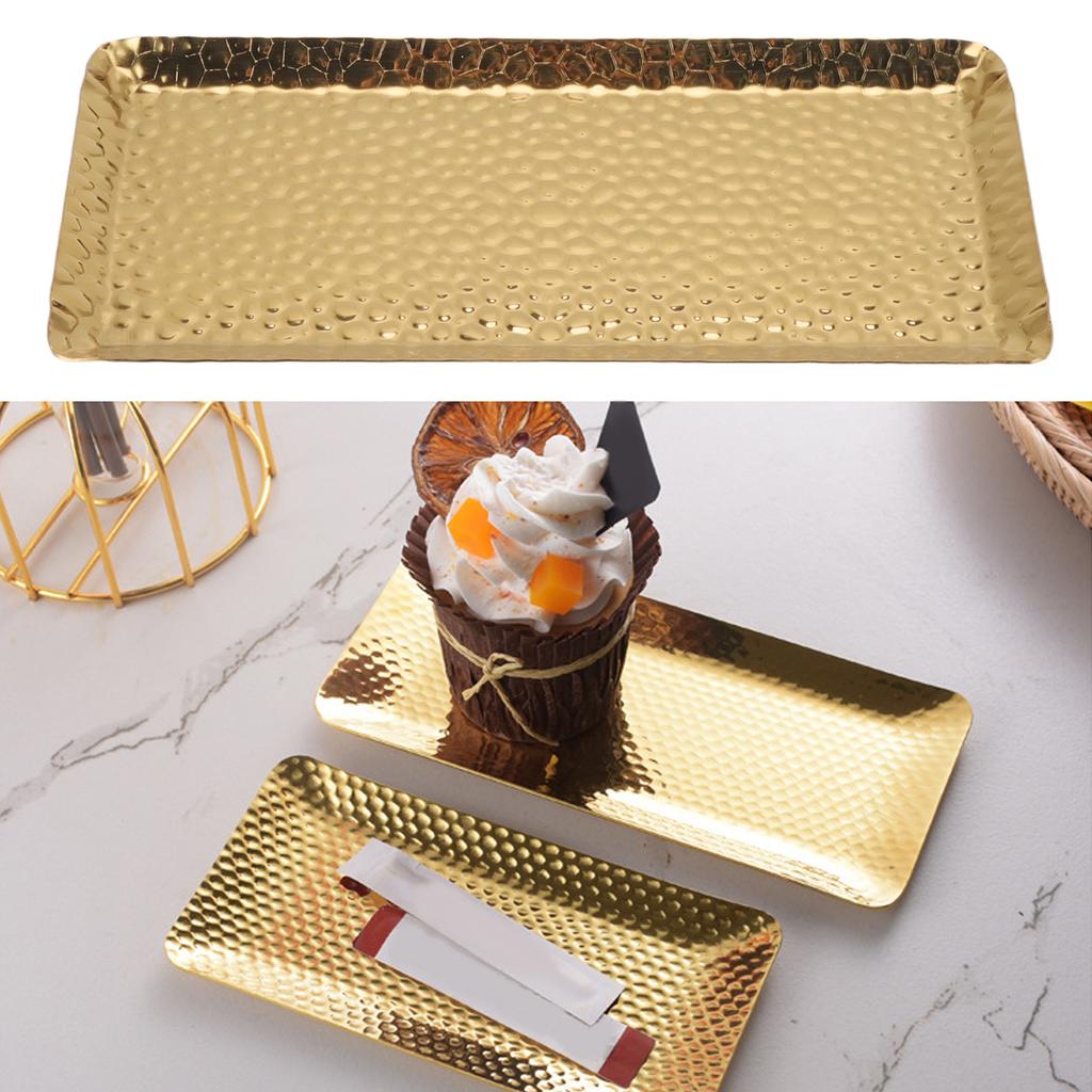 25x11cm Towel Hammered Trays Stainless Steel Multi Purpose Dishwasher Safe Dessert Tray Plate for Home Restaurant