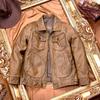 Chinese Size Vintage Men Leather Jacket Soft Genuine Cowhide Spring Autumn