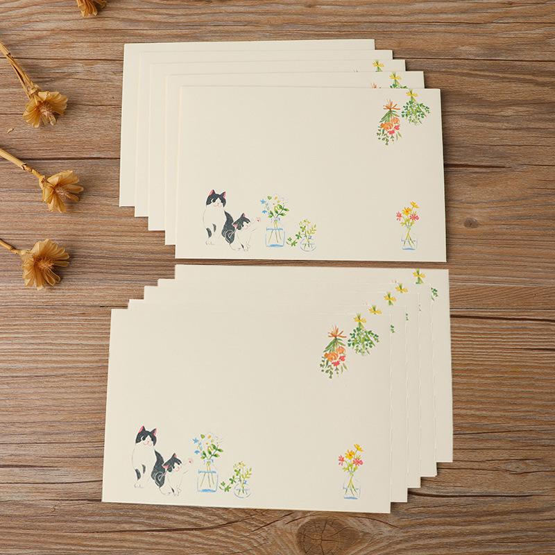 Creative Fresh Cat Western Style Envelopes and Colorful Postcard Storage