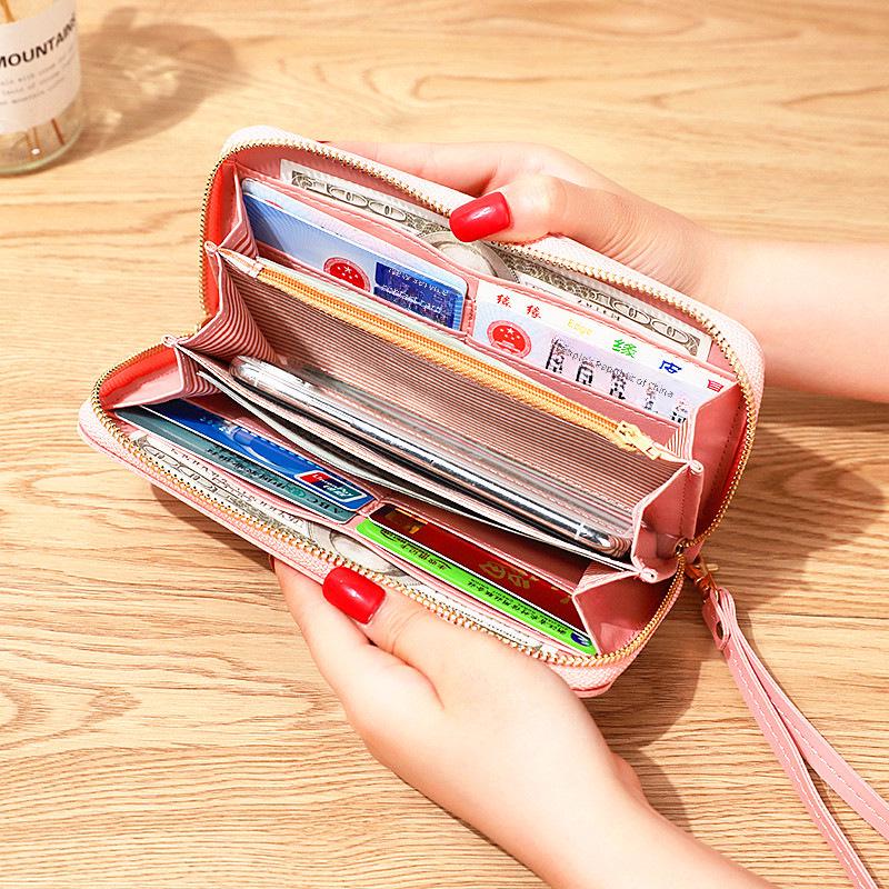 Portfel z długim zamkiem błyskawicznym w stylu koreańskim z motywem uroczego kota - Damska modna torebka o dużej pojemności i portmonetka