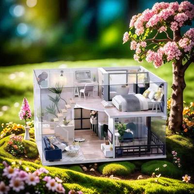 Sofiey Dollhouse DIY Kit Set, Miniature Miniature Furniture Craft Kit with Dustproof Case, "Comfortable Time" L-032-B