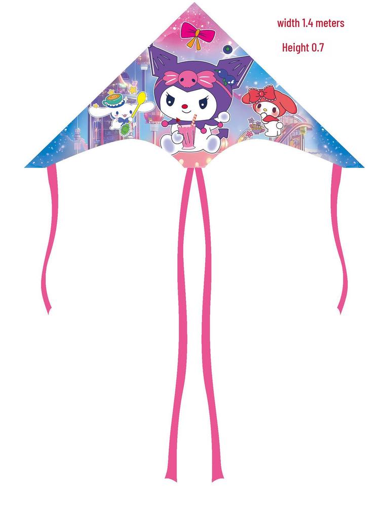 Weifang Cartoon Delta Double-Tail Kite: Handmade, Plaid, Easy-Fly, Curved Edge, Outdoor Toy for Kids