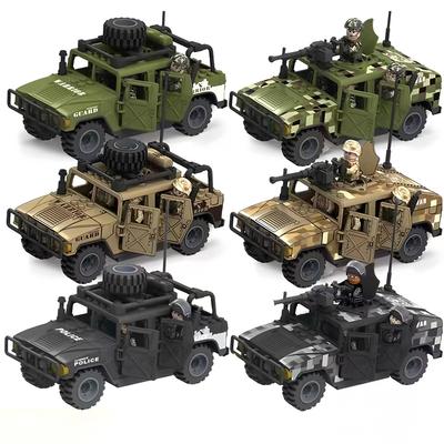 Modello Militare Veicolo Corazzato SWAT Auto Armi Soldato dell'Esercito Polizia Gangster Mitragliatrice Blocchi da Costruzione Figura Giocattoli a Mattoncini