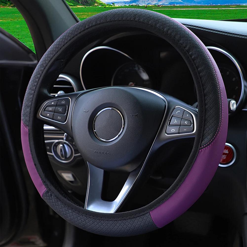 Sport Car Steering Wheel Covers Anti-Slip PU Leather fit 37~38cm Steering Wheel Car-styling 9 Colors Auto Accessoires Universal