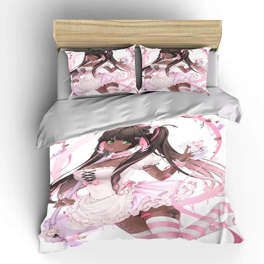 Japanisches 3D Anime Moe Doppelbett Bettbezug Bett Europäische Bettwäschesets Heimtextilien Luxus Kissenbezüge Schlafzimmer Bettwäschesets A