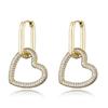 Elegant Heart Charm Hoop Earrings For Women Oval Rectangle Ear Buckle Zircon Crystal Geometric Gold Color Wedding Jewelry Gift