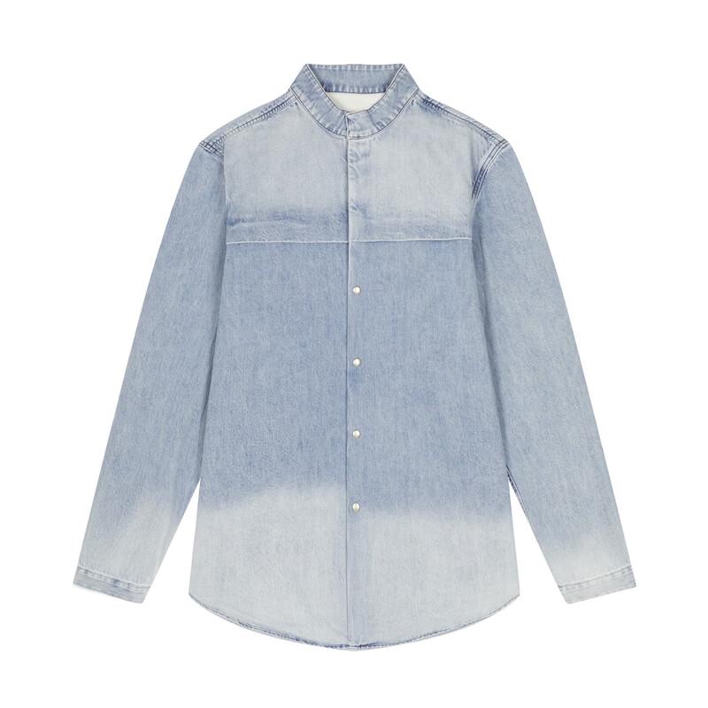 Men's Loose Fit Stand Collar Cotton Long Sleeve Shirt
