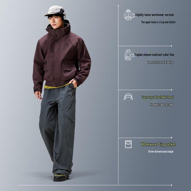 

CAMEL Men s Water-Repellent Windproof Outdoor Workwear Jacket M15CA6V071 M