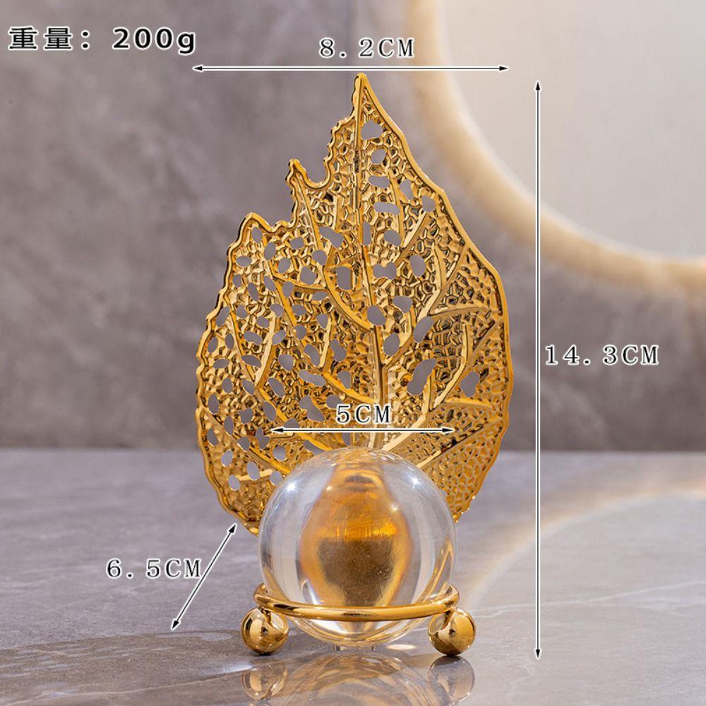 Non-slip Leaf Ball Ornaments Rust-proof Metal Leaf Crystal Ball Collectibles  Desktop