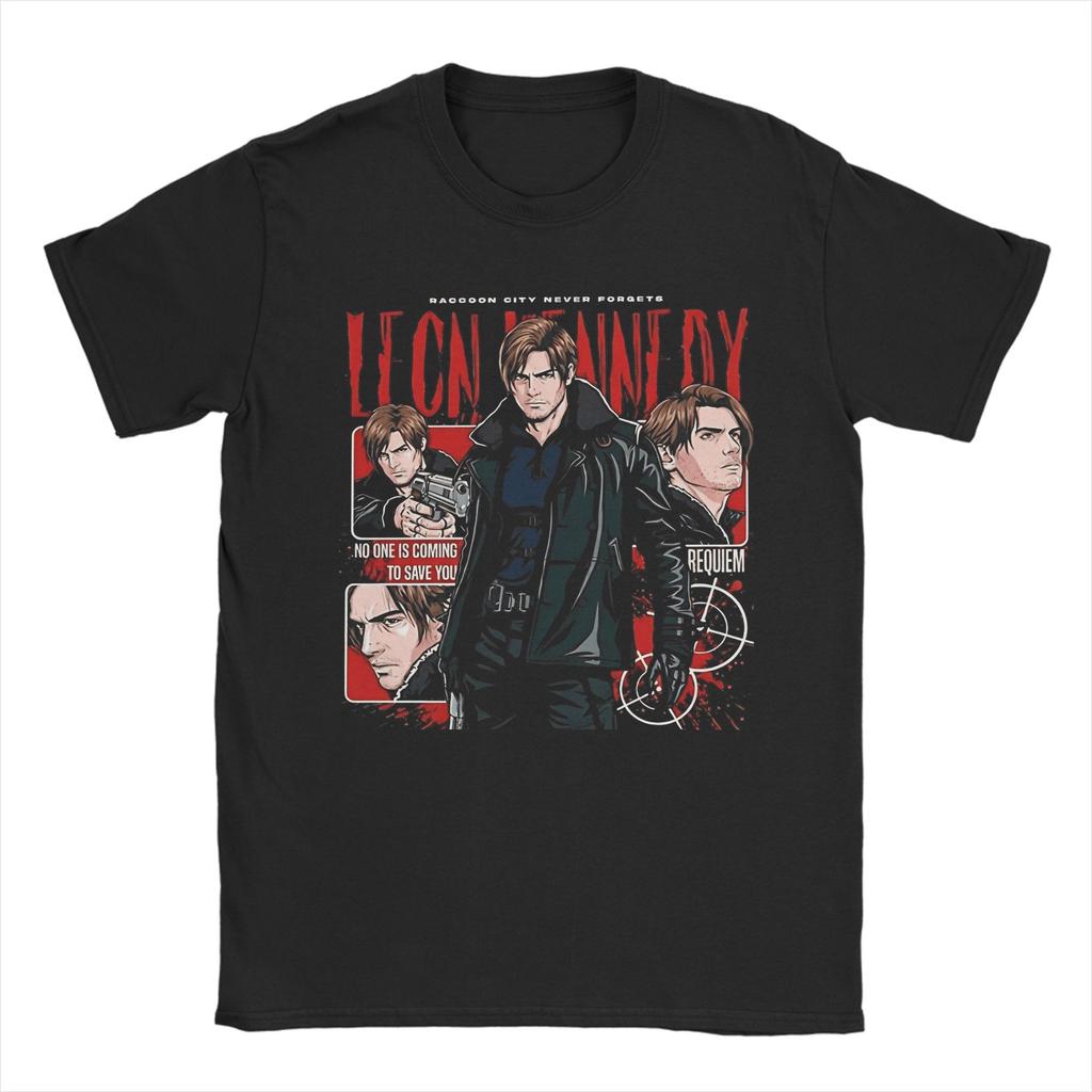 leon s kennedy T Shirt Beach Cotton TShirts For Men Hip Hop Loose Tee Shirt Short Sleeve Funny Top Tees