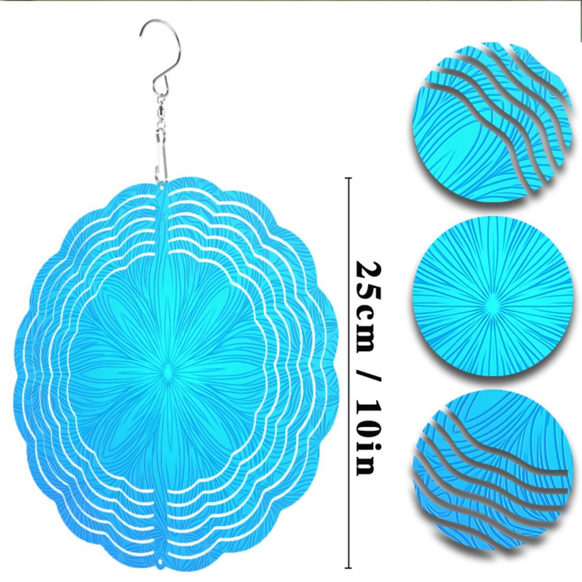 

10-дюймовый металлический колокольчик с лазерной резкой, яркий синий вихревой дизайн, прочный декор для сада на открытом воздухе для патио, балкона, Хэллоуина, Дня благодарения 01A