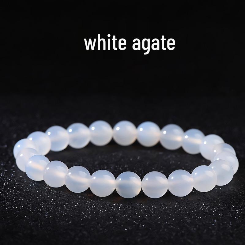 Armband van natuurlijke witte agaat (kwaliteit 7A) voor mannen en vrouwen