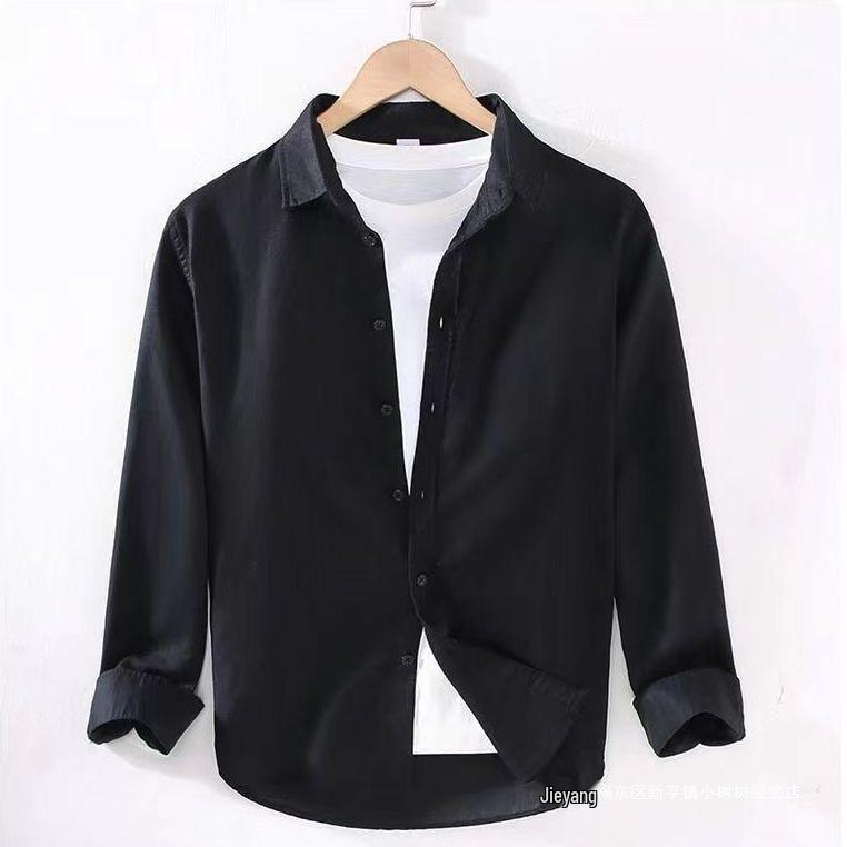 Men's Long Sleeve Casual Cotton and Linen Shirt - Thin Style, Loose Fit, White for Spring and Autumn