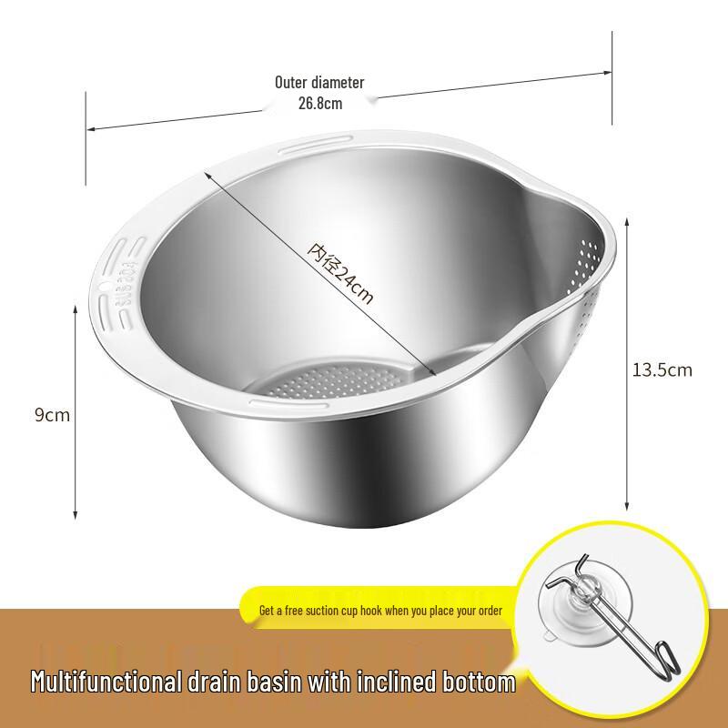 

ZISIZ Slanted Bottom Stainless Steel Draining Basin