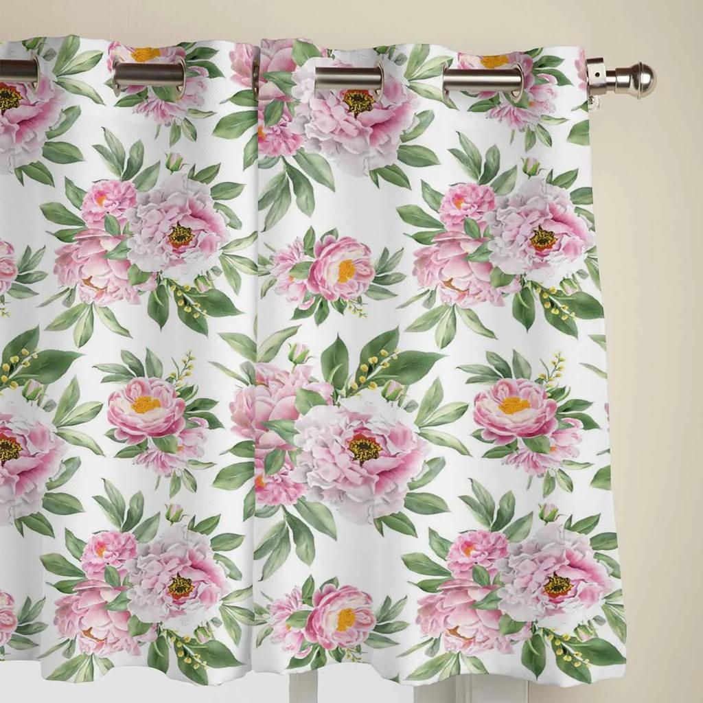 Vintage Pattern Texture Hibiscus Flower Window Curtains In The Living RoomKitchen Window Curtains Hotel Printed Drapes