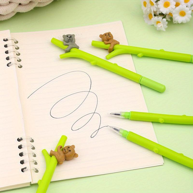12Pcs Little Bear Climbing Tree Gel Pen 0.5mm Gel Ink Pen Black Pen Student Kawaii Office Supplies Neutral Pen Stationery