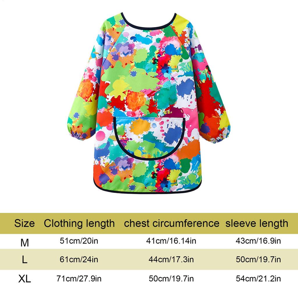 Kids Painting Apron Adjustable Drawing Clothes Kindergarten Long Sleeved Cover Dining Bib Waterproof Reverse Dressing Aprons