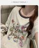 2026 Women's Grey Cartoon Summer Nightgown with Built-in Bra, Round Neck, Short Sleeve, Anti-Nipple, Thin Style for Outerwear and Home Wear.