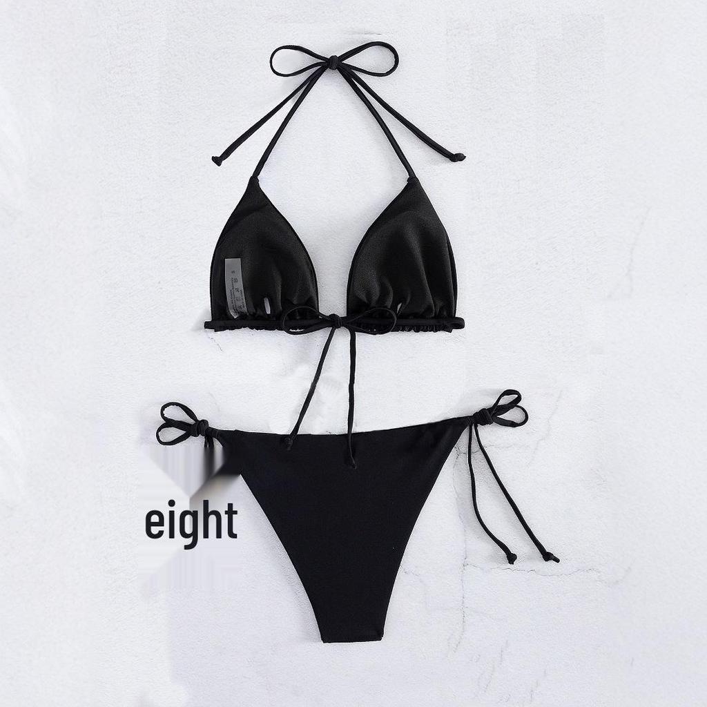 2025 Trendy Triangle Bikini Set: Sexy Halter Tie Low Waist Swimsuit