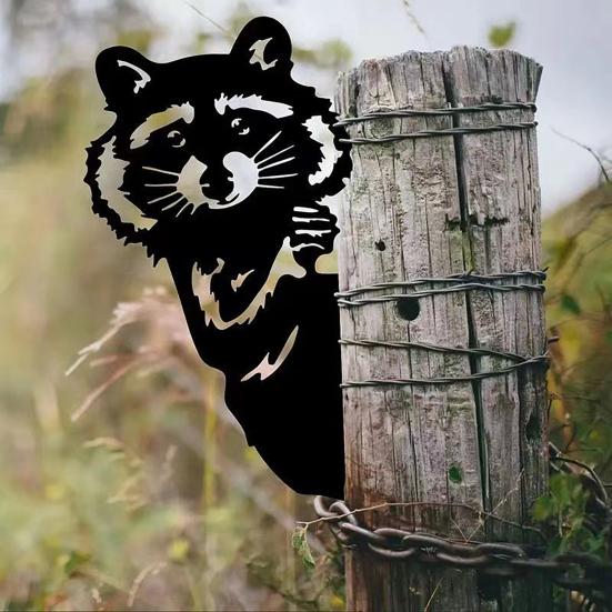 Yousheng Peek-a-Boo Sasquatch Silhouette Sign Metal Garden Art Sign Weatherproof Coated Animal Sign Outdoor Decor for Trees Fences Lawns Patios