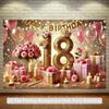 2D Luxury Pink Gold 18th Happy Birthday Photography Background Banner
