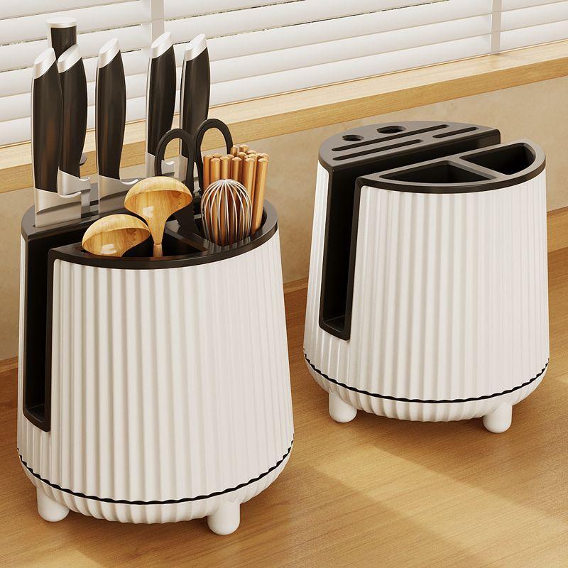 1Pc Rotating Knife Holder Holder Spoon Chopsticks Fork Storage Holder Kitchen Storage Tableware Drain Shelf Home Organizer
