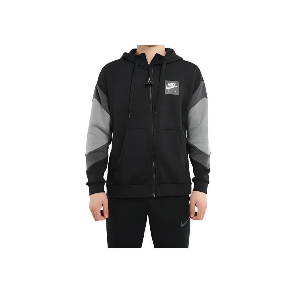 Nike Air Full-Zip Fleece Hoodie With Logo Print Men Jackets Black CD9223-010