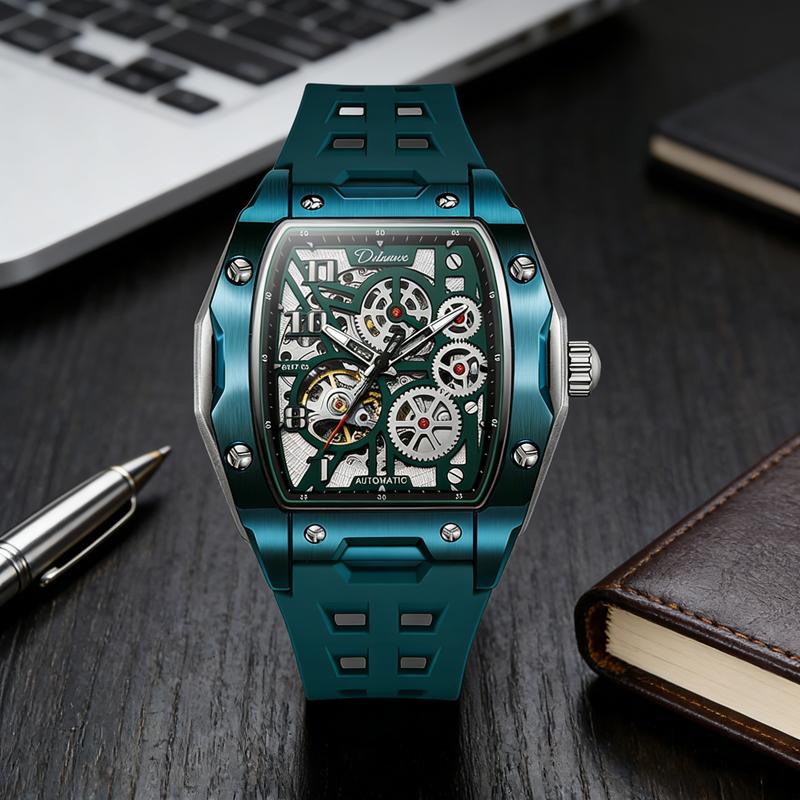 Top Luxury Luminous Skeleton Tourbillon Mechanical Sports Watch Men's Waterproof Automatic Wristwatch Steel Case Relogio