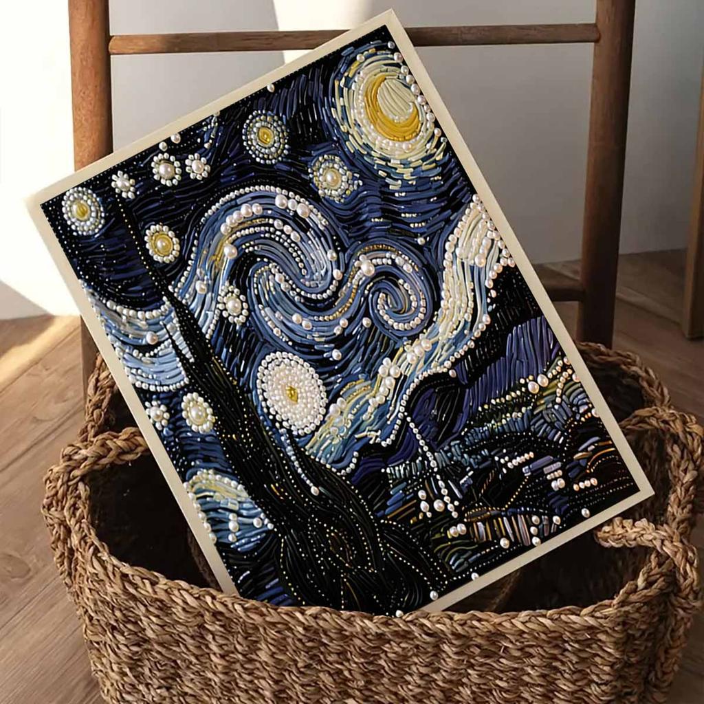 Crystal Pearl Painting 5D DIY Frame Decoration Painting The Night Sky Home Wall Decoration Transparent Pearl Gemstone Painting Picture Art Crafts