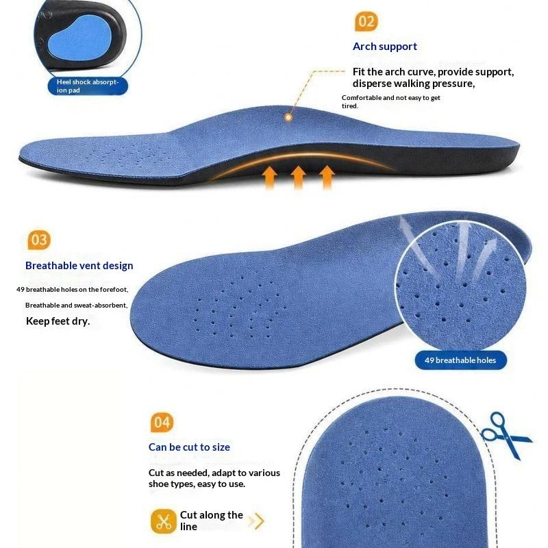 2Pcs 3D Plush Cloth Orthopedic Insoles Arch Support Foot Pads for Long Trip Walking Hiking Use