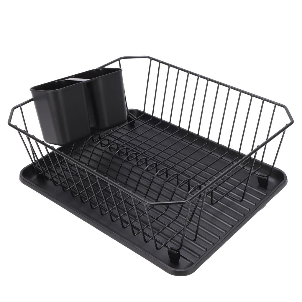 Dish Drying Rack Iron Dish Drainer Rack with Utensil Holder for Kitchen Counter Sink Spoons and Forks