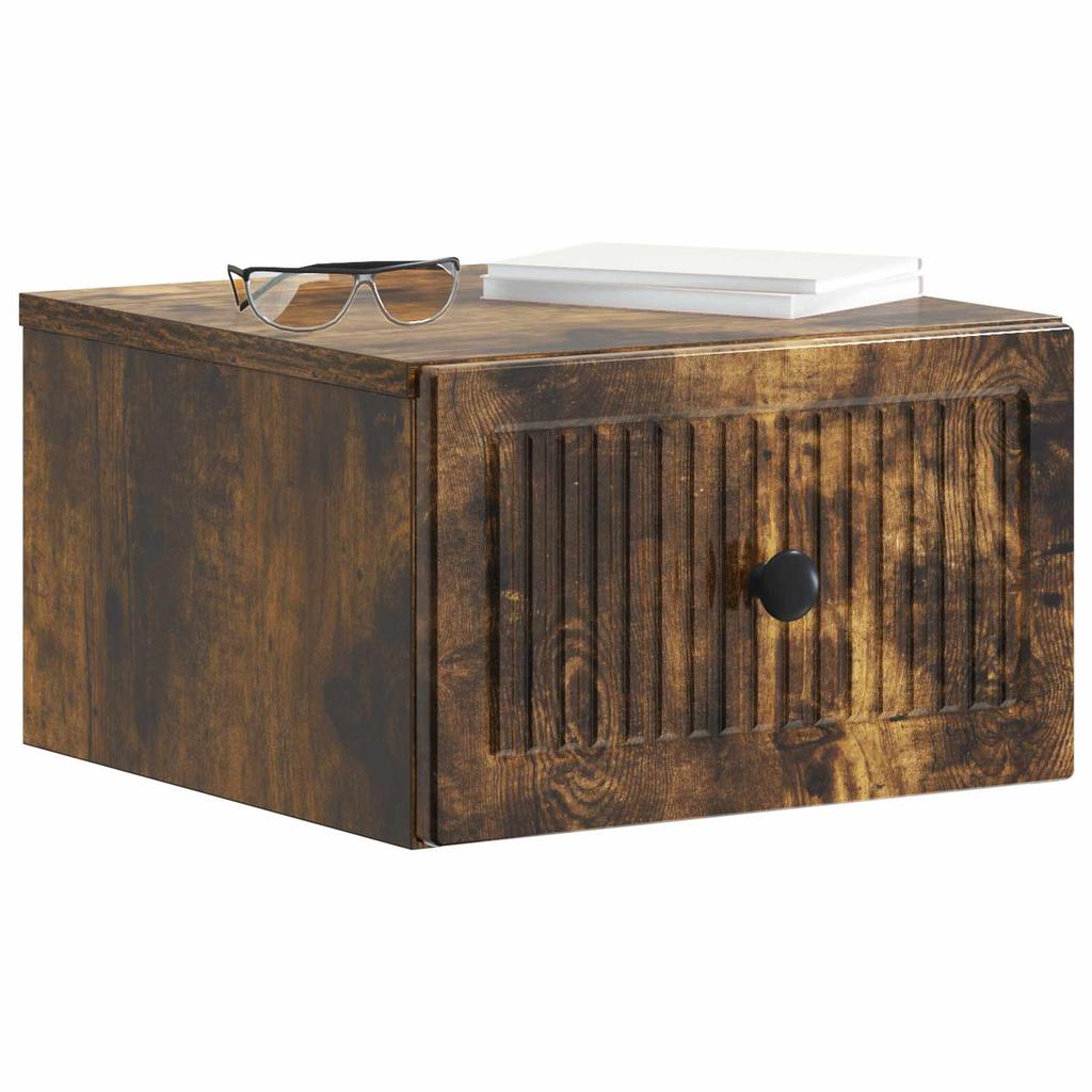 Wall Mounted Nightstand Smoked Oak 33 X 34.5 X 20 Cm