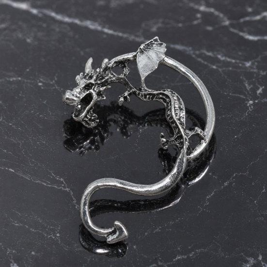 Retro Style Ear Cuff, Realistic Dragon Scale Design Ear Clip, Punk Style 3D Wings Claws Earring, Electroplated Ear Cuff for Daily Life Parties