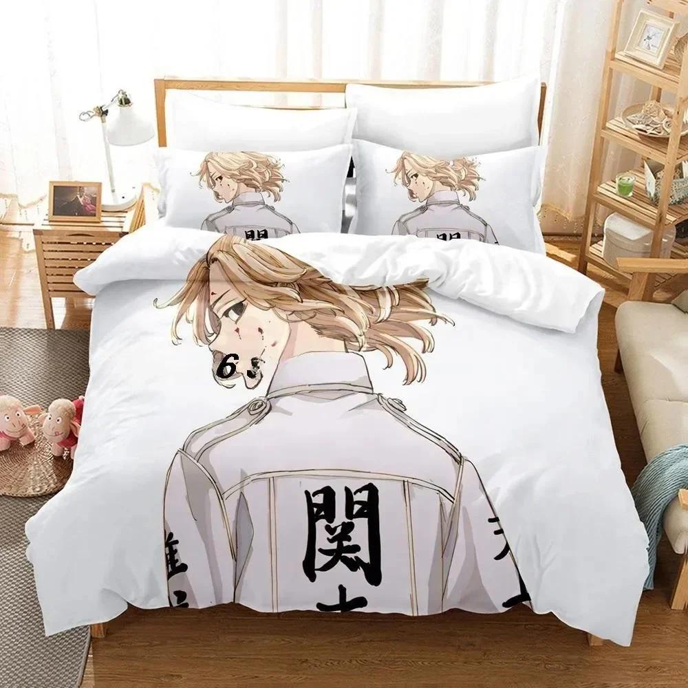New 3D Anime Tokyo Revengers Bedding Set Printed Bed Set With Pillowcase Bed Duvet Cover Soft Queen King Size Bedclothes Home