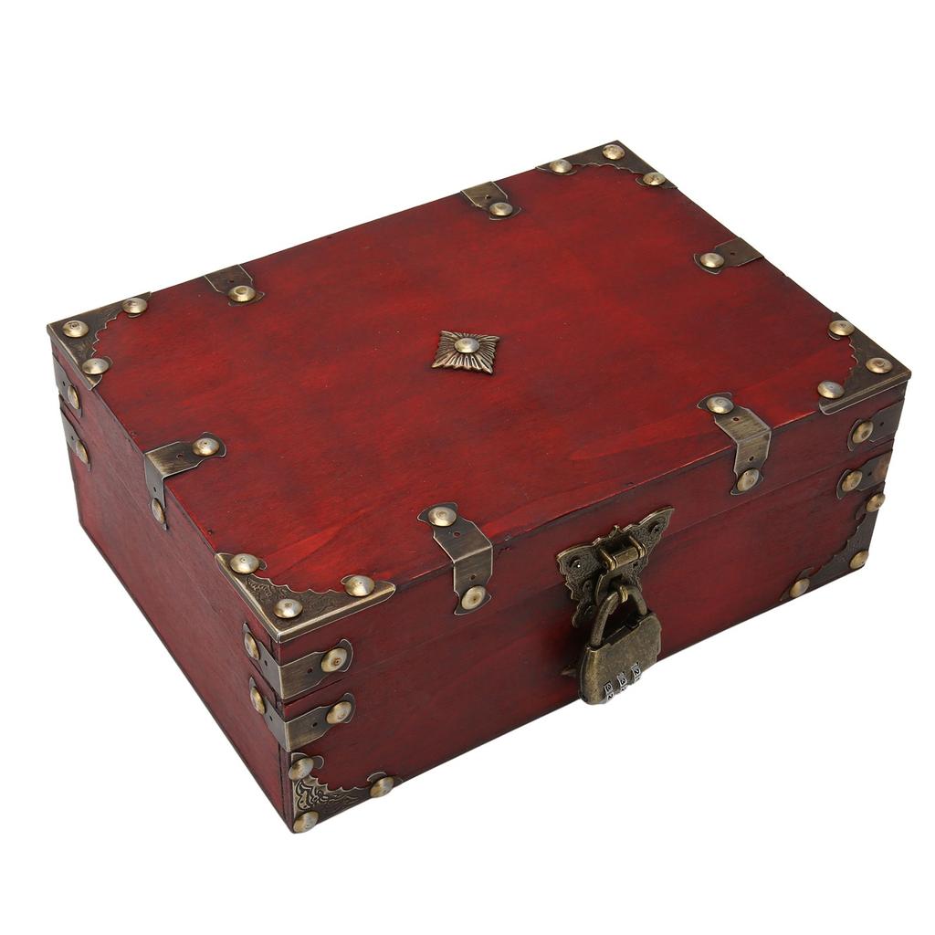 Wooden Jewelry Box Retro Large Capacity Durable Wood Multi Purpose Large Jewelry Box with Lock for