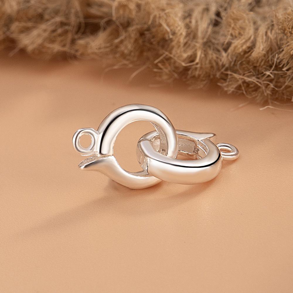 18K Gold & 925 Silver Double Circle End Clasp Charms for DIY Bracelets & Necklaces