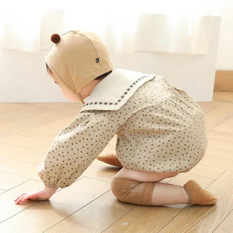 Baby Knee Pads Socks Set Solid Color Anti Slip Socks Kneecap Kid Crawling Safety Floor Socks Knee Protector for Girls Boy
