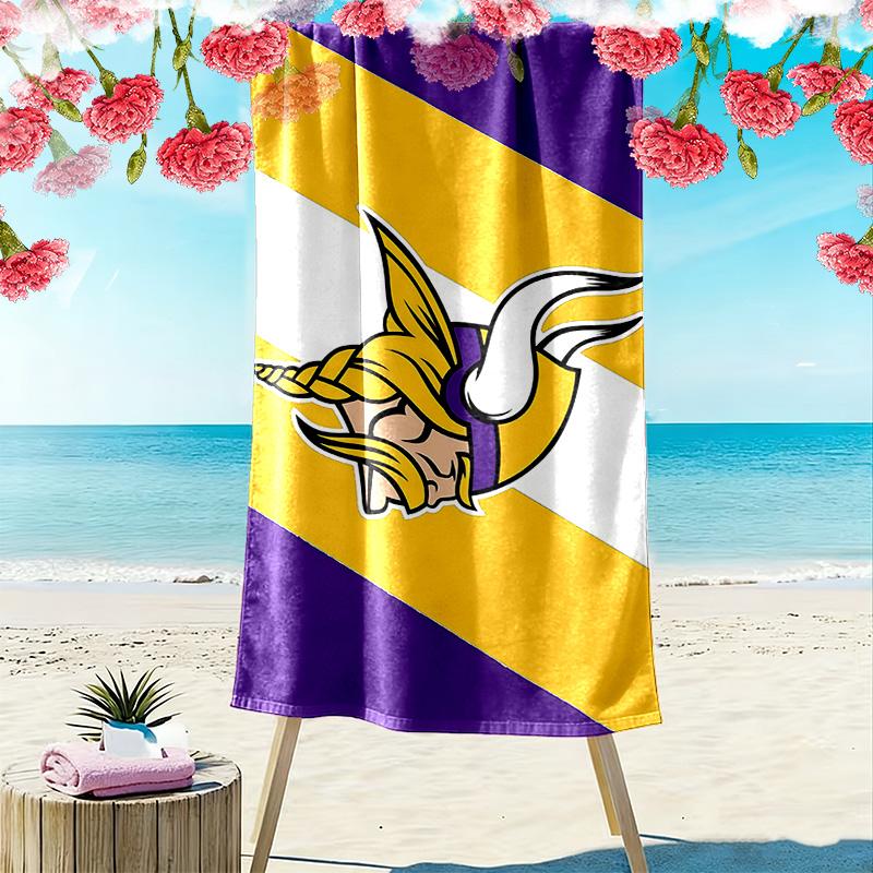Minnesota Vikings2 Print Beach Towel, Large Soft Quick Dry Towel for Beach Camping Swimming