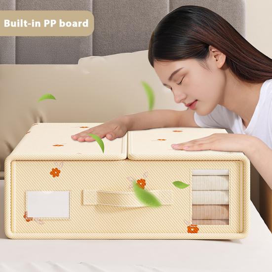 Bed Sheet Organizer Storage Box Large Capacity Dust Proof Foldable Duvet Cover Clothes Blankets Bedding Sheet Container with Handle Clear Window