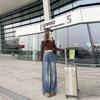 Vintage Blue High Street Loose Wide-leg Jeans Women's Autumn American Design Sense Niche High Waist Hanging Scimitar Pants