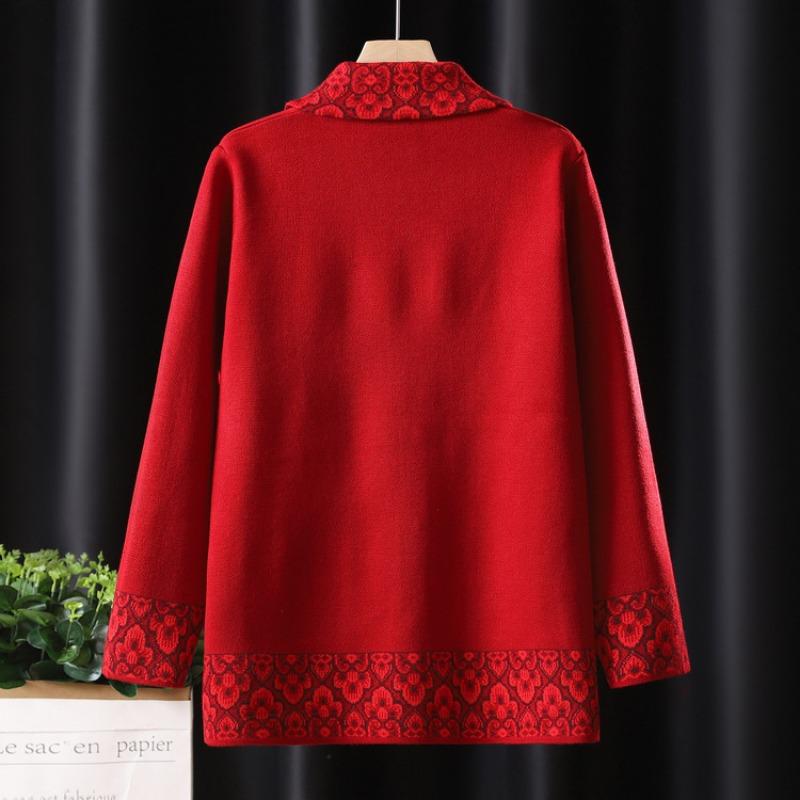 Grandma Sweater Mom Wear Thin Knitted Cardigan Loose Old Lady Spring Jacket Old Man Clothes Women